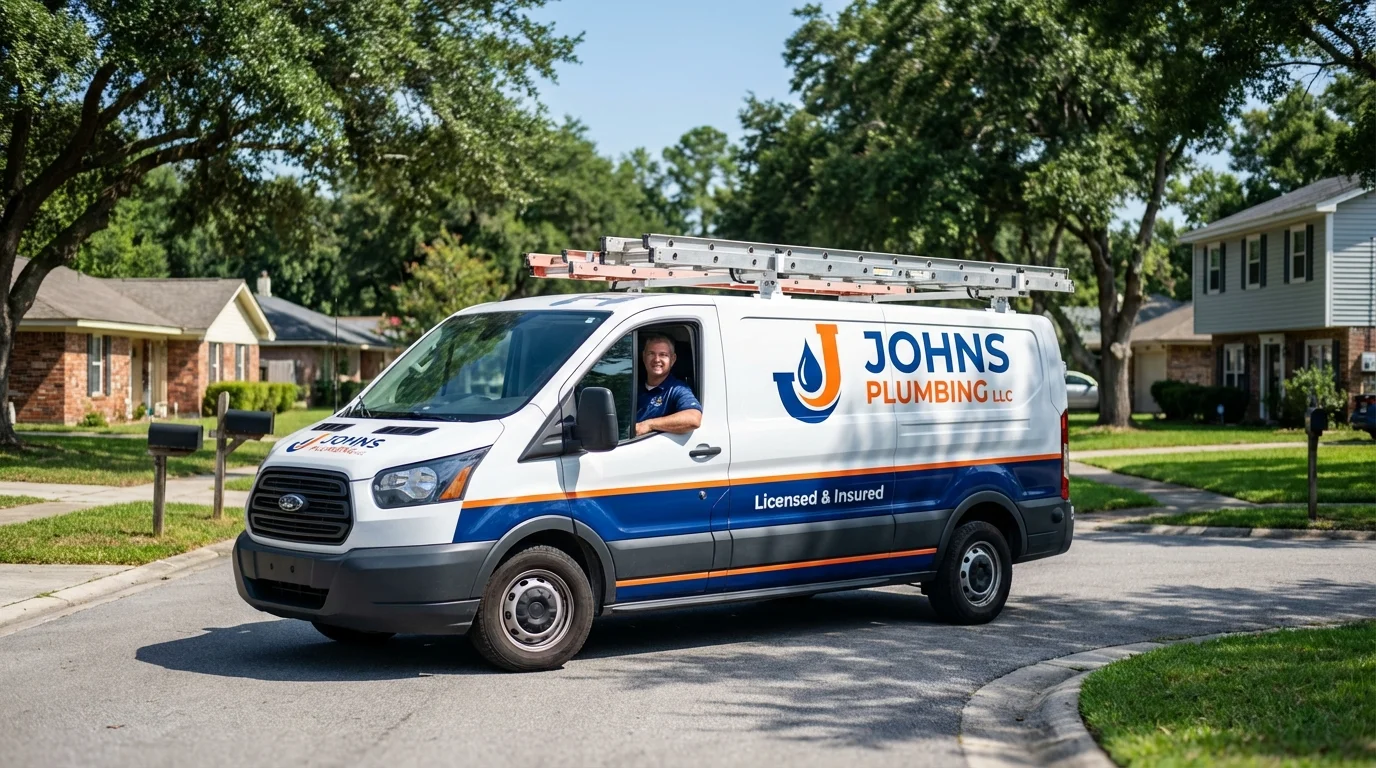 Johns Plumbing LLC service van in Hope Valley, RI