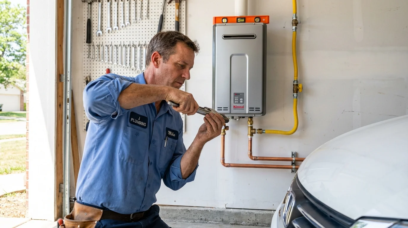 Tankless water heater installation by a Johns Plumbing LLC plumber in Hope Valley